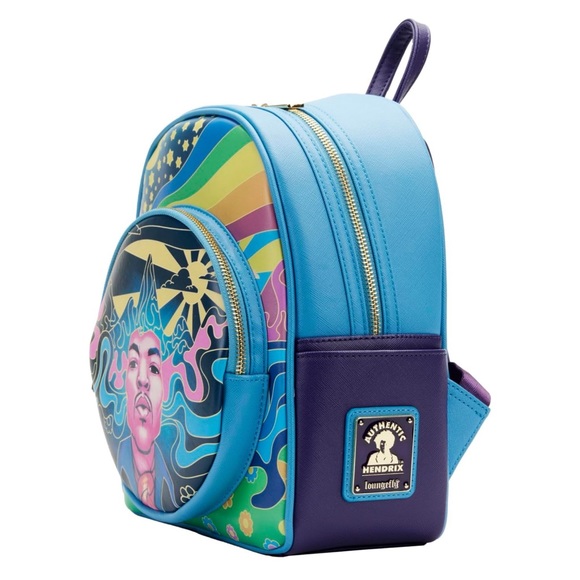 NEW Loungefly Jimi Hendrix Psychedelic Landscape Glow In The Dark Mini Backpack - Picture 2 of 7